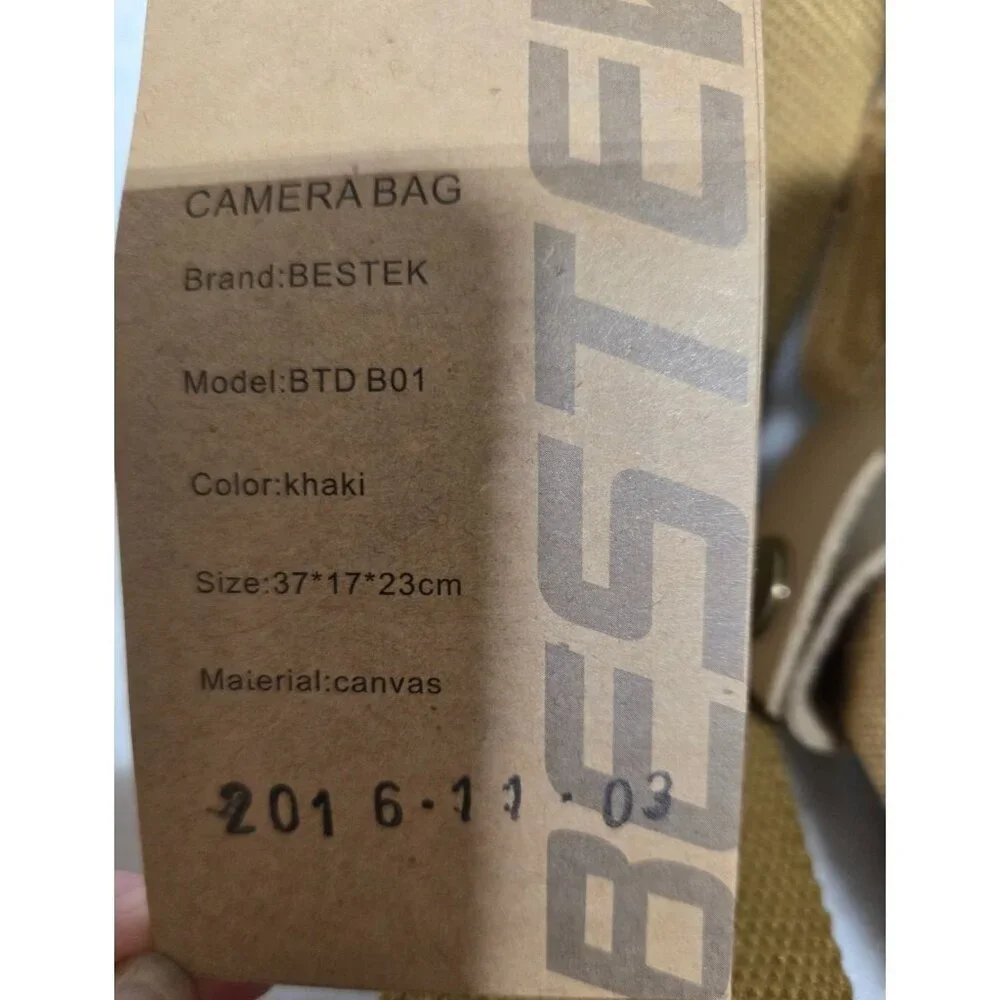 Bestek Canvas Messenger Bag For Cameras W/ Adjustable Strap & Buckles Khaki‎